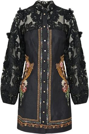 Camilla Abito corto a fiori - Nero