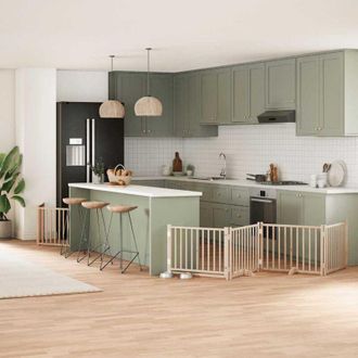 vidaXL Puerta Para Perros Plegable 8 Paneles Madera De &Aacute;lamo 640 Cm Vidaxl