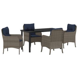 vidaXL Conjunto De Comedor De Jard&iacute;n 5 Pcs Gris Rat&aacute;n Sint&eacute;tico Vidaxl