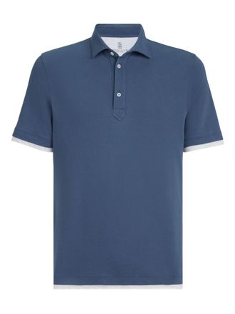 Brunello Cucinelli Navy Blue Solid Polo