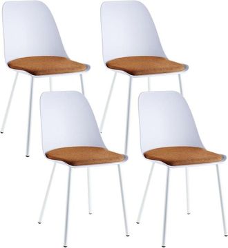 Ainpecca Set of 4 Orange Dining Chairs with Cushioned Pad Seat and Metal Legs Modern Dining Room Living Room Bedroom Kitchen & Lounge