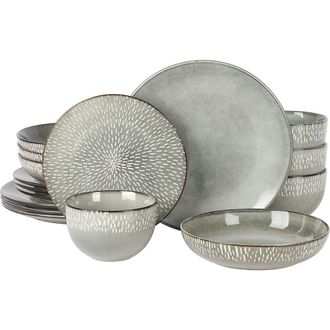 Gibson Home Matisse 16 Piece Stoneware Dinnerware Set with Reactive Glaze in Grey at Nordstrom