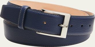 Simonnot Godard Mens Lagun Grained Leather Belt, 40mm