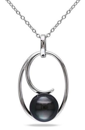 Delmar Sterling Silver 9.5-10mm Cultured Freshwater Pearl Pendant Necklace in Black at Nordstrom Rack