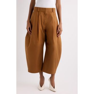 Balenciaga Pleated Long Bermuda Pants in 2602 Camel at Nordstrom, Size 10 Us