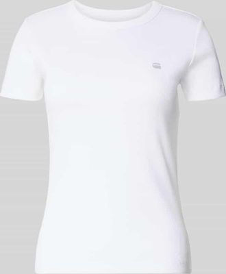 G-Star Slim Fit T-Shirt mit Logo-Stitching in Weiss, Gr&ouml;&szlig;e XL
