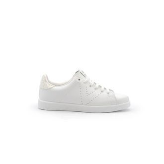 Victoria Sneakers, female, White, Size: 9 US White Leather Sneakers Perforated Glitter Heel