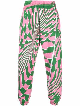 Stella McCartney x Ed Curtis geometric pattern track pants - unisex - Cotton - L - Green