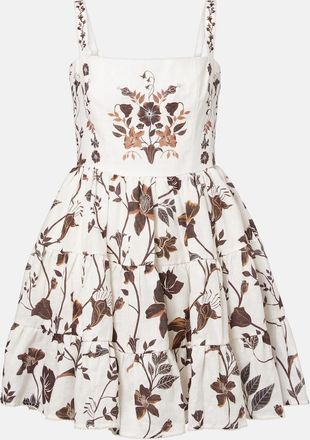 Agua Bendita Lima floral linen minidress