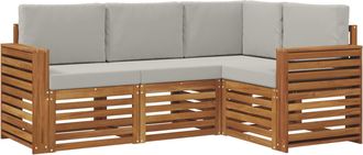 vidaXL Conjunto De Sof&aacute;s De Exterior 4 Uds. Gris Natural Y Claro Vidaxl