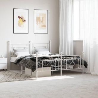 Berkfield Home Metal Bed Frame without Mattress with Footboard White 150x200cm | Size: 150x200 cm