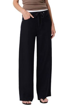 Citizens Of Humanity Brynn Drawstring Waist Wide Leg Linen Pants in True Navy at Nordstrom, Size 28