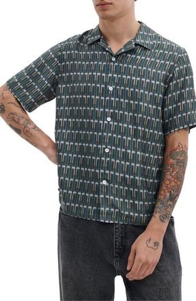 Rag & Bone Avery Printed Button-Up Shirt in Indigo Stripe at Nordstrom, Size Xx-Large