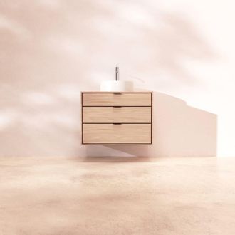 Tikamoon Mueble de ba&ntilde;o de roble macizo 80 cm