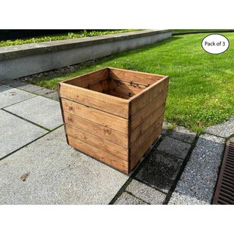 Charles Taylor Trading Multi Pack of 3 - Large Open Berwick Planter - Fully Assembled in Light Brown