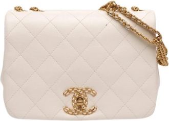 Chanel Pre-owned Gewatteerde Lamsleer Flap Schoudertas - Dames - Vintage Schoudertas - Wit - ONE Size - Leer - Vintage