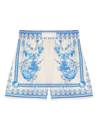 Versace Cotton Shorts With Underwater Baroque Print