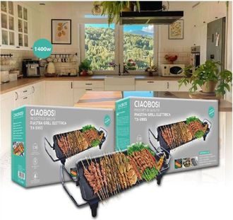 Trade Shop Trade Shop - Piastra Griglia Elettrica Potenza 1400w Cucina Con 2 Piastre Di Cottura Tx-9995