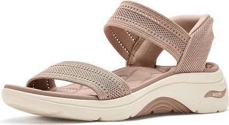 Skechers On-The-Go Hands Free Slip-ins GO Walk Arch Fit 2.0 Sandals Shiny Knit Womens Sandals Tan : 10 B - Medium, Synthetic