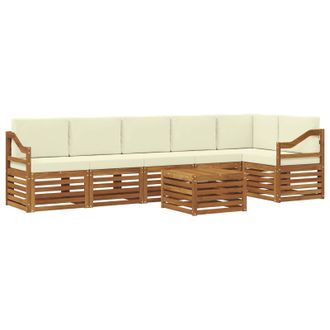 vidaXL Conjunto De Sof&aacute; Seccional Con Coj&iacute;n 7 Pcs Natural Y Crema Vidaxl