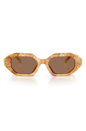 Tory Burch 51mm Irregular Sunglasses in Milky Pearl Amber /Brown at Nordstrom
