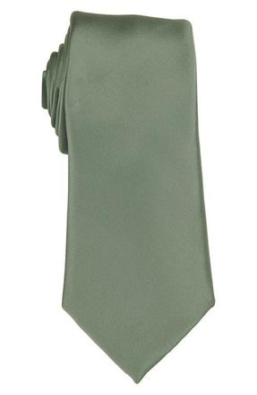 Brooklyn Brigade Mens Solid Satin X-Long Tie in Sage at Nordstrom