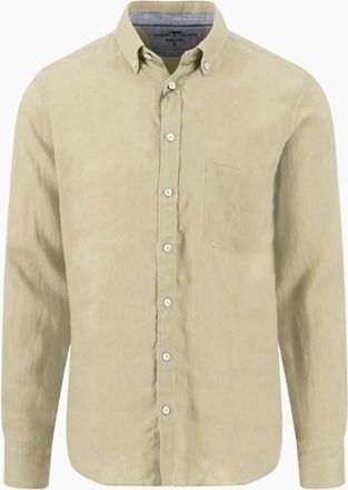 Fynch-Hatton Mens FYNCH-HATTON LONG SLEEVED LINEN SHIRT PISTACHIO - Green - Size: 38
