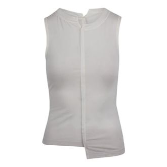Yohji Yamamoto Tanktop met asymmetrische raw-edge details - Dames - Tops zonder mouwen - Wit - XS - Tops