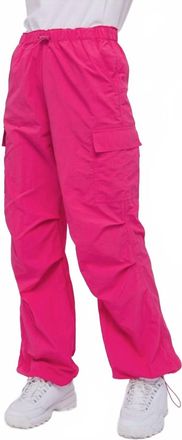 Love Tree Loose Fit Parachute Cargo Pants In Magenta