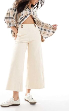 Scalpers Pantaloni culotte in velluto a coste écru-Bianco