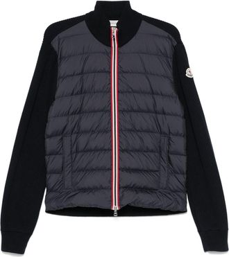 Moncler padded-panels cardigan - Blue