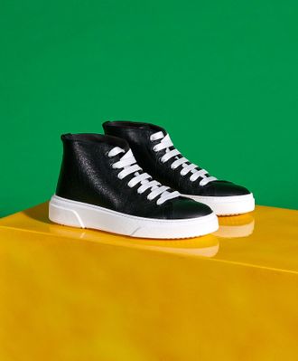 D'Arienzo Sneakers alta in pelle nera stampa cocco da uomo DArienzo, Seleziona Taglia ITA 40, Colore Nero