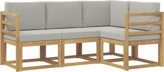 vidaXL Conjunto De Sof&aacute;s De Exterior 4 Uds. Blanco Y Gris Claro Vidaxl