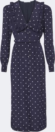 Alessandra Rich Belted polka-dot silk midi dress