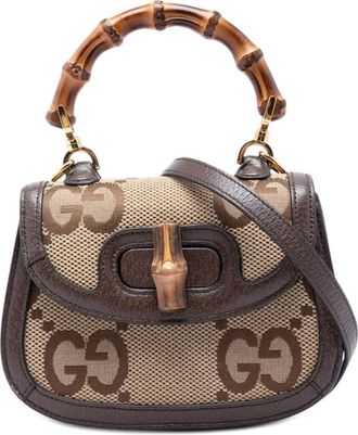 Gucci Pre-owned Gucci Mini Jumbo GG Canvas 1947 Bamboo Top Handle Bag Ladies RKXCK6TY1RHHCIQ1