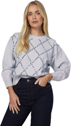 Wallis Petite Sequin Diamond Jumper, M, Pale Blue