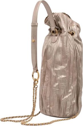 Chanel Pre-owned The Medium Metallic Calfskin Coco Pleats Drawstring Backpack - Dames - Vintage Rugzakken - Geel - ONE Size - Leer - Vintage