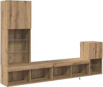vidaXL TV Wall Units with LED Strip Lights Artisan Oak Engineered Wood vidaXL