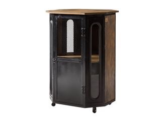 Massivmoebel24 Vitrine Mango 76x60x120 Braun Lackiert Railway 430