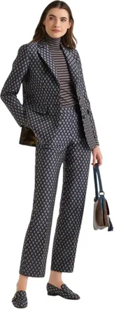 Maliparmi Maliparmi, Broeken, Dames, Blauw, XL, Polyester, Geometric Jacquard Broek