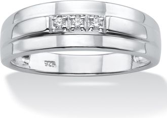 Palm Beach Jewelry Mens Platinum-plated Sterling Silver Diamond Accent Band