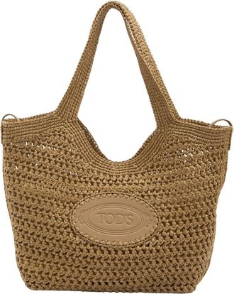 Tod's Gehaakte Raffia Shopper - Dames - Schoudertassen - Beige - ONE Size - Tassen