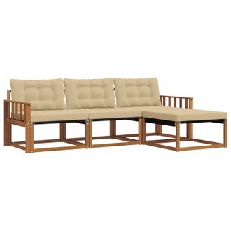 vidaXL Conjunto De Sof&aacute;s De Exterior Con Coj&iacute;n 4 Pcs Natural Y Beige Vidaxl