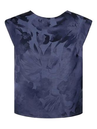 Glanshirt floral-print short-sleeve top - Blue