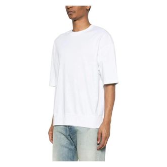 Calvin Klein T-Shirts, male, White, Size: S Mercerized Interlock Cuff Crew