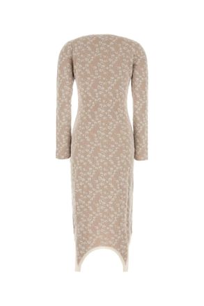 Fendi Womens Embroidered Cotton Blend Dress Toffee Exterior: Nylon Abiti