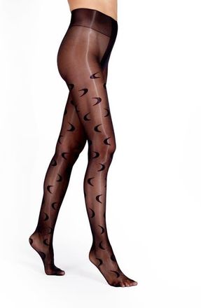 Lechery Moon Pattern Tights in Black at Nordstrom, Size Small