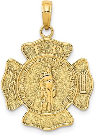 Diamond2Deal 10k Yellow Gold St. Florian Protect Us Fire Dept. Pendant