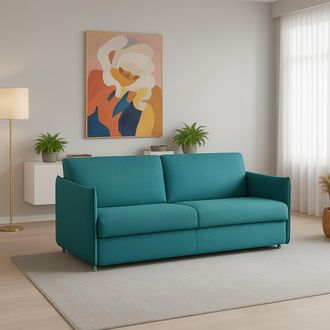 Dmora Sof&aacute; Fijo 2 Plazas Varedo, Desenfundable, Hidr&oacute;fugo Made In Italy, Lavable, 180x95x90h Cm Azul