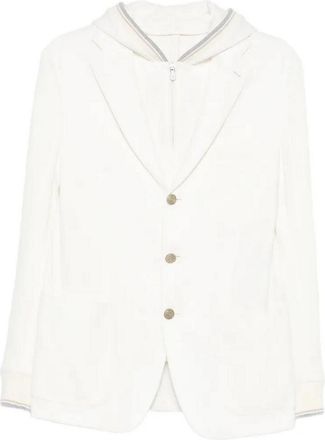 Eleventy White bib and hood jacket